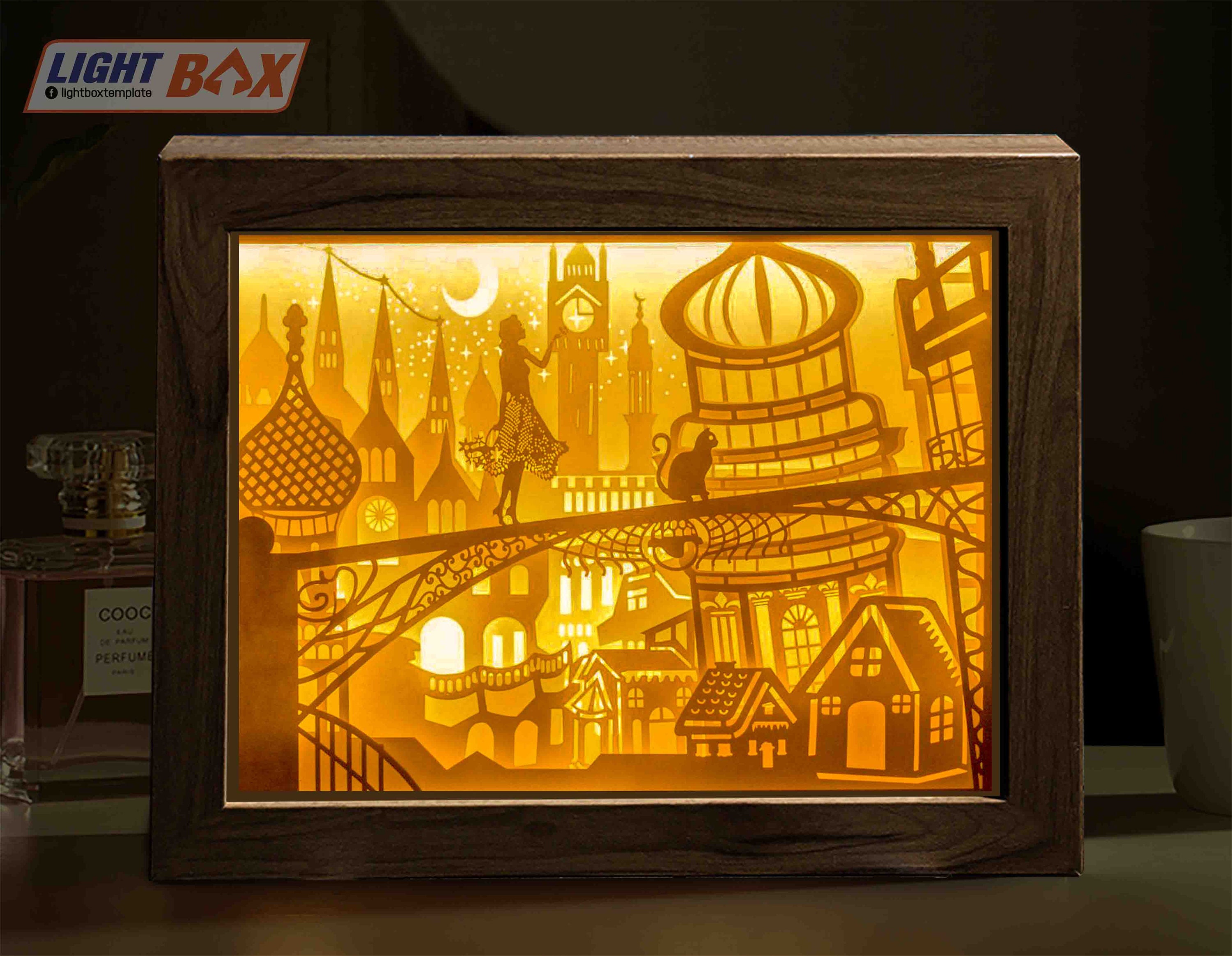 3D Paper Cut Light Box Template Digital SVG Files Festival, Shadow Box ...