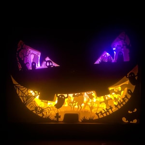 HALLOWEEN (A4) Paper cut light box template Digital SVG, Papercut light box template