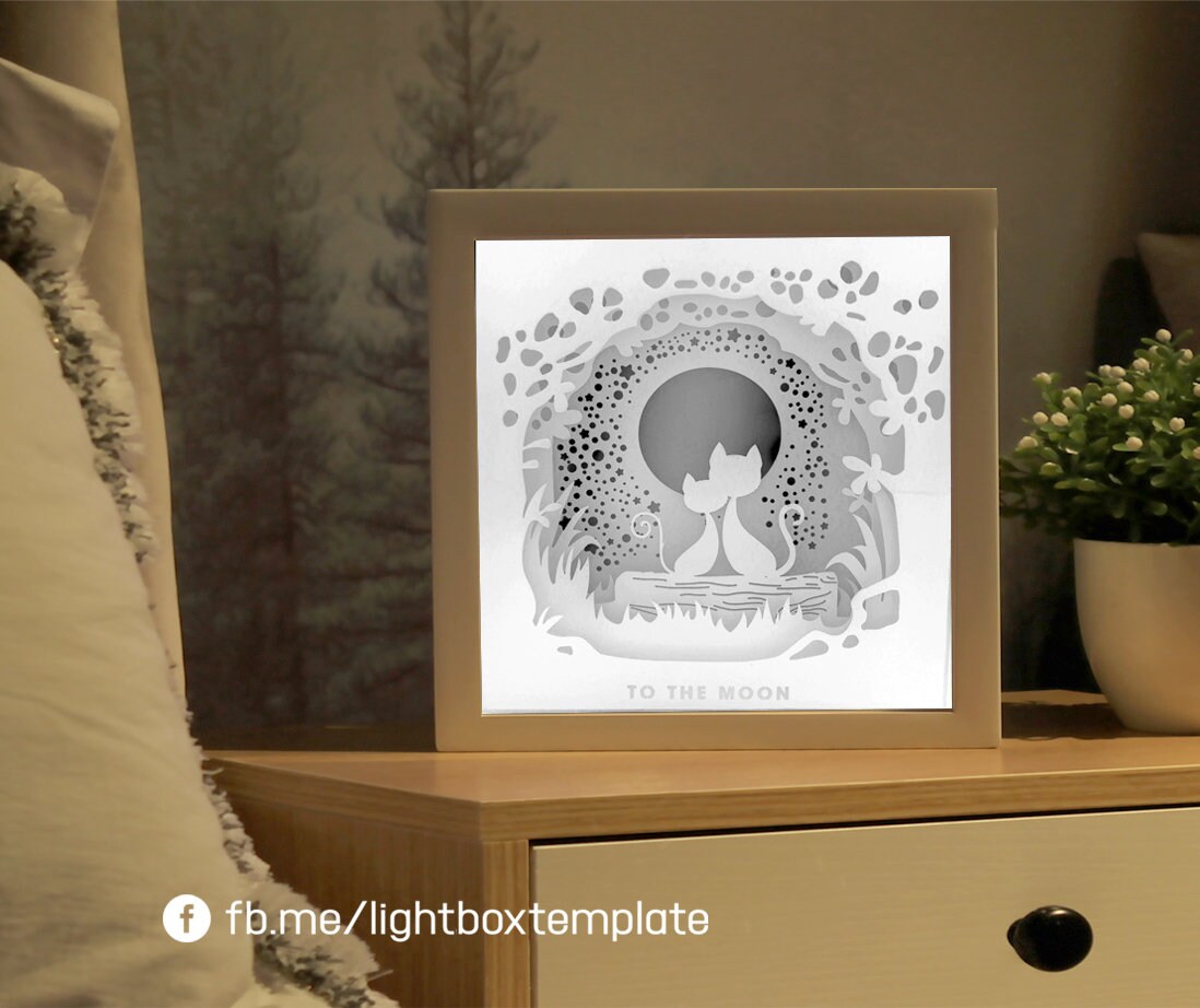 3D Paper Cut Light Box Template Digital SVG Files LOVE CAT - Etsy Canada