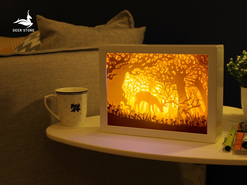 Deer and Girl Paper Cut Light Box Template, 3d Shadow Box SVG File - Etsy