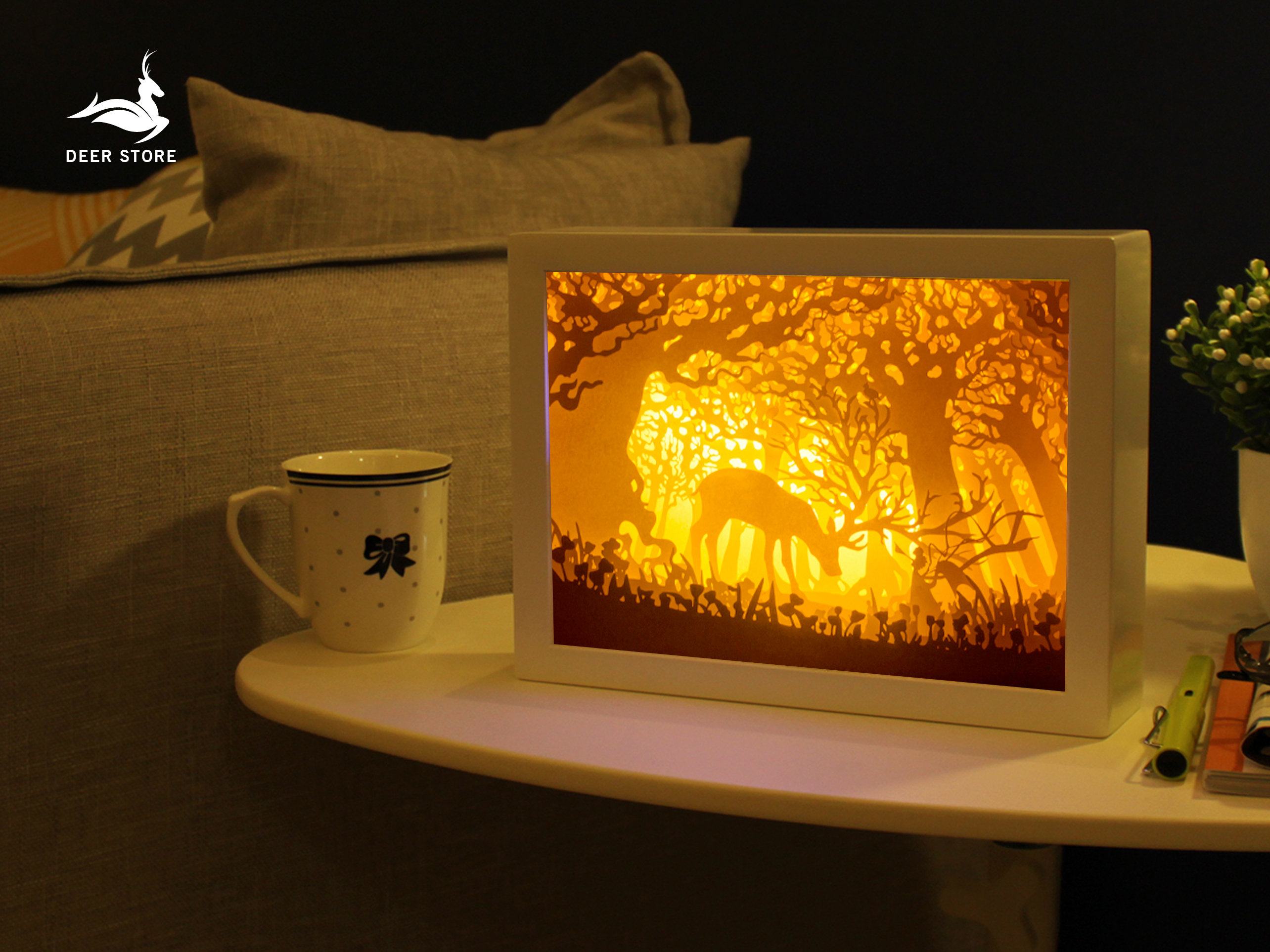 Deer and Girl Paper Cut Light Box Template, 3d Shadow Box SVG File - Etsy