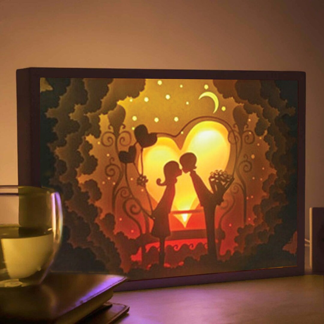 LOVE 3D Paper Cut Light Box Template Digital SVG Files, Paper Cut 3d ...