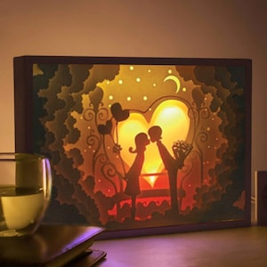 LOVE Carta 3D taglio light box modello Digital SVG Files, modello scatola luminosa 3d taglio carta