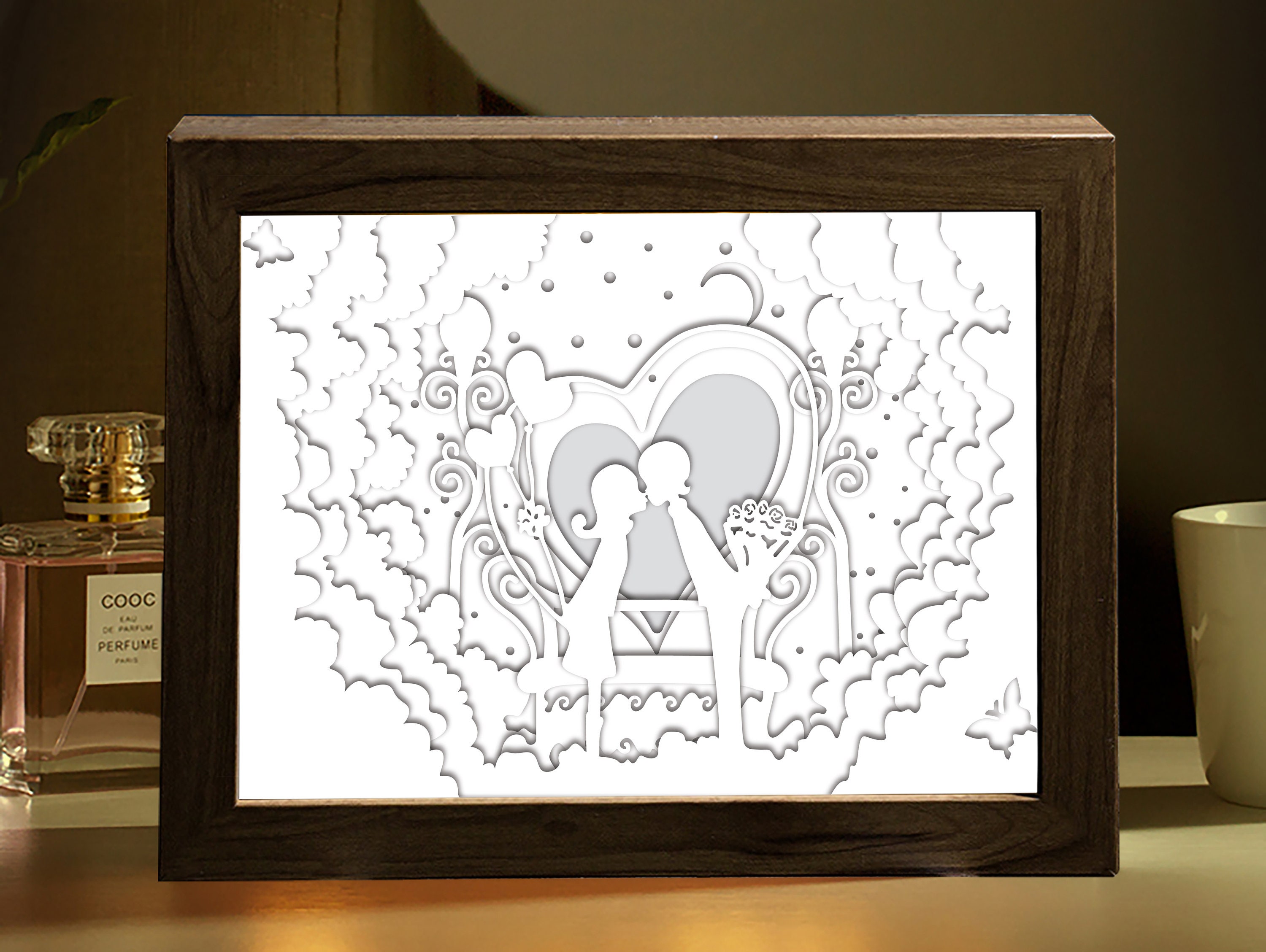 LOVE 3D Paper Cut Light Box Template Digital SVG Files Paper - Etsy