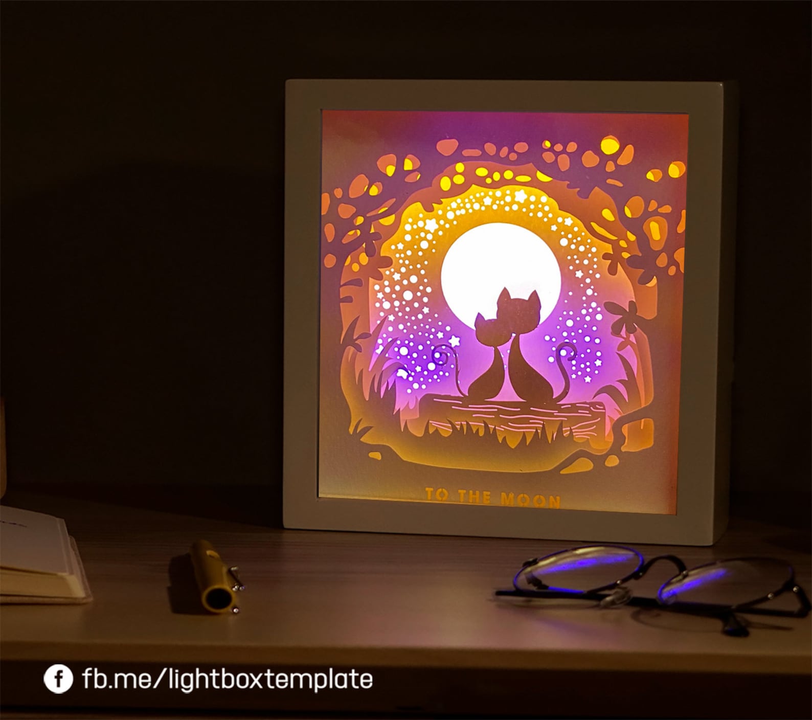 3D Paper Cut Light Box Template Digital SVG Files LOVE CAT - Etsy