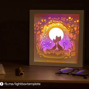 3D Paper Cut Light Box Template Digital SVG Files LOVE CAT - Etsy