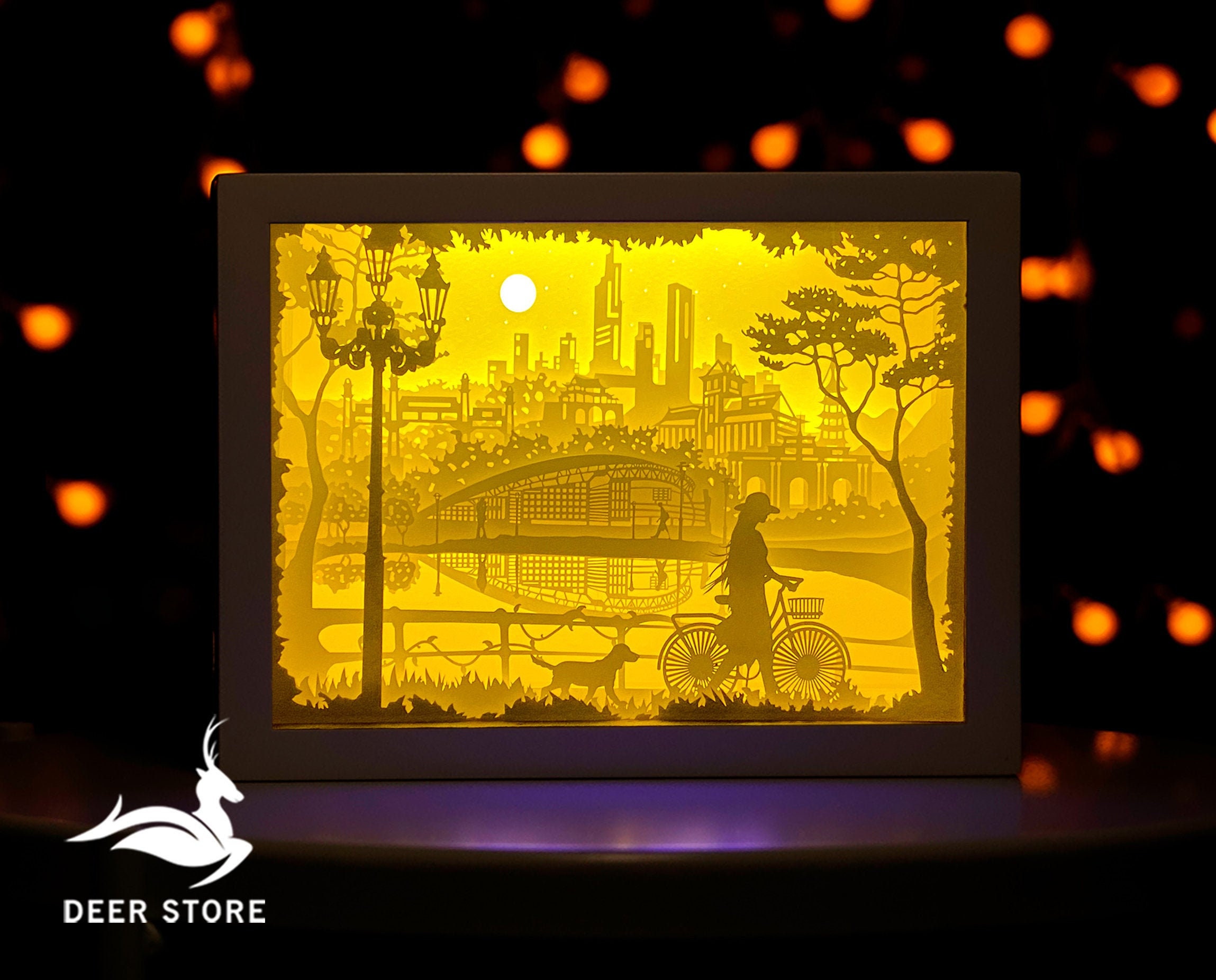 Download Gril And Dog Paper Cut Light Box Template Digital Svg Free Etsy