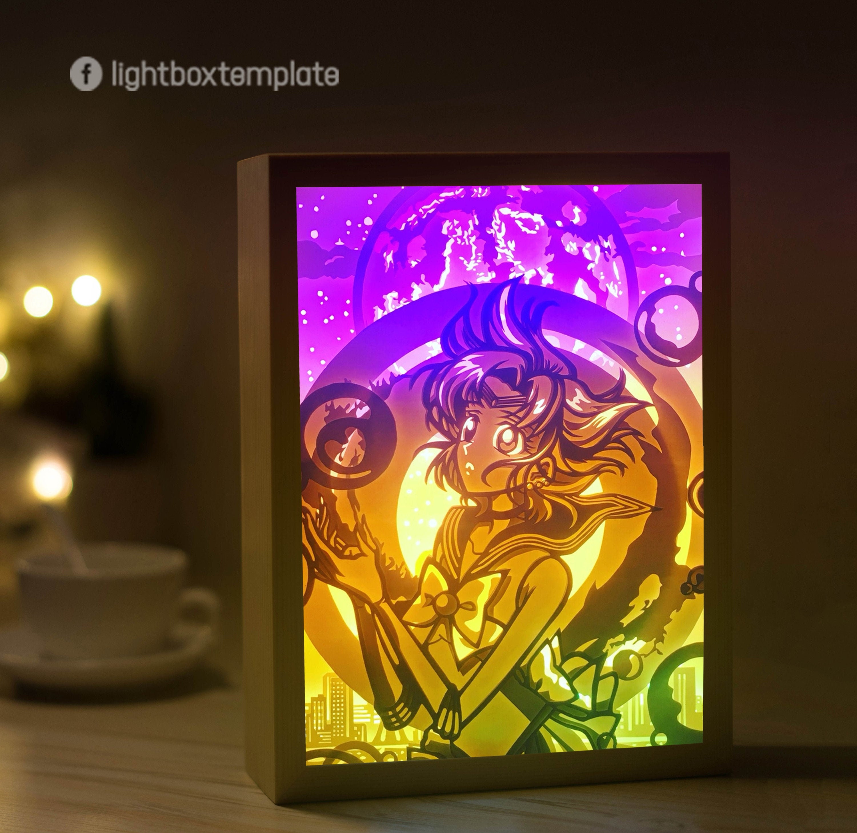 Wooden Anime Light Box Paper Cut Anime Action Character - Temu