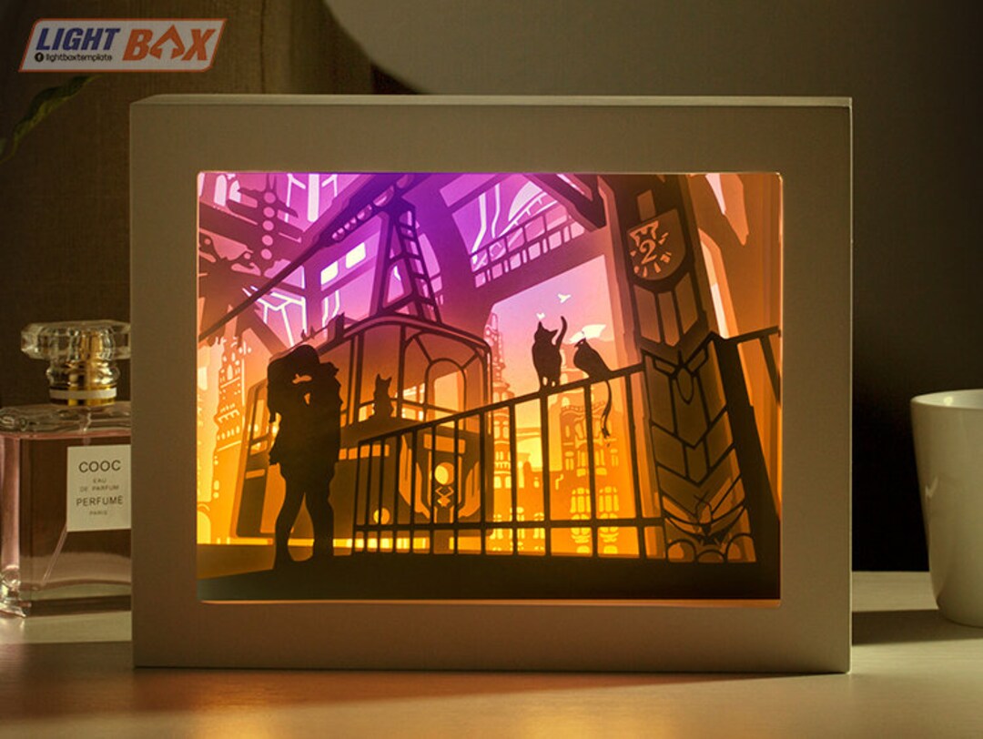 3D Paper Cut Light Box Template Digital SVG Files Train, 3D Paper