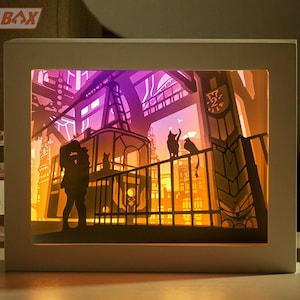 Taglio del documento 3D modello di scatola luminosa digitale treno di file in formato SVG, 3D carta Carving modello di lampada