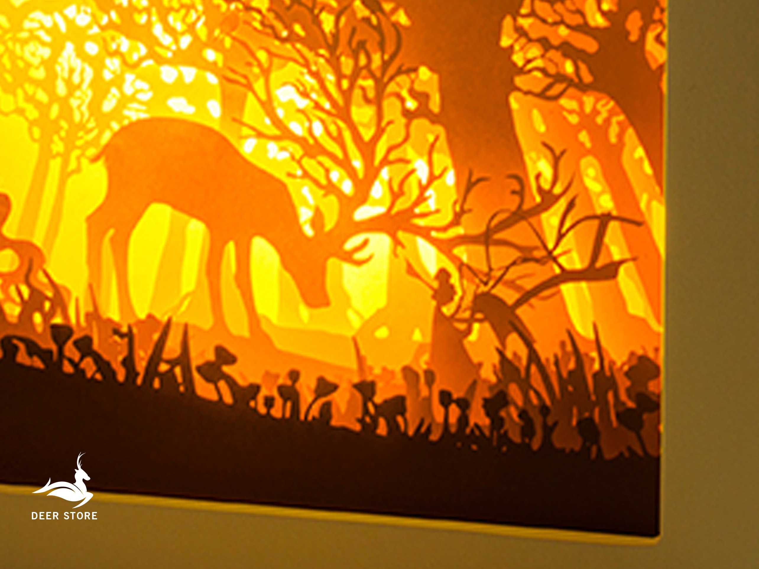 Deer and Girl Paper Cut Light Box Template, 3d Shadow Box SVG File - Etsy