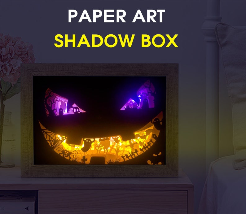 HALLOWEEN A4 Paper cut light box template Digital SVG, Papercut light box template image 2