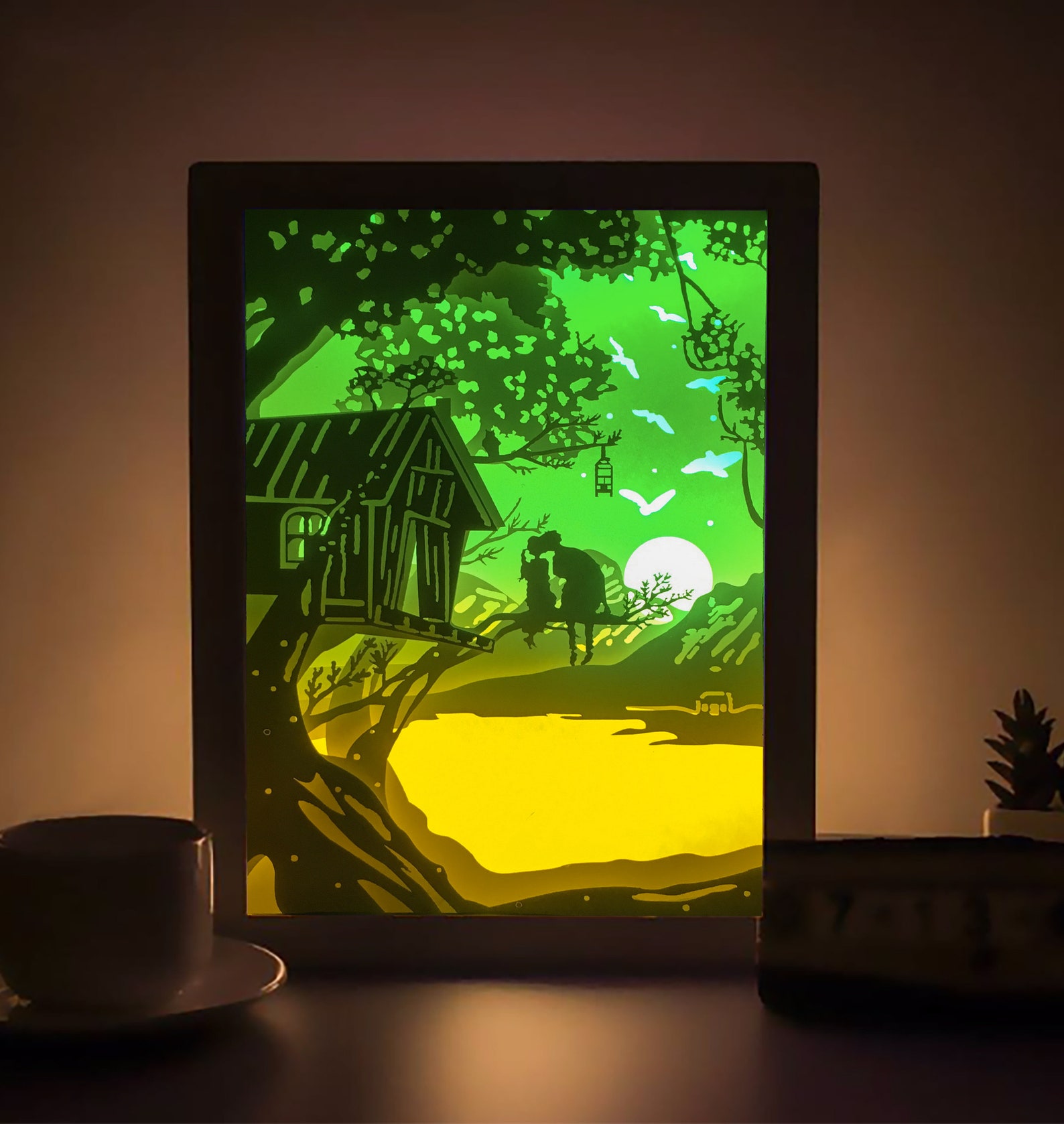 3D Paper Cut Light Box Template Digital SVG Files TREE LOVE, Laser Cut ...