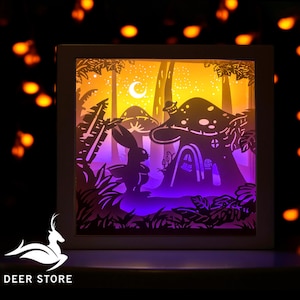 Rabbit Paper cut light box Template SVG [20x20 cm], Light box template Cricut files