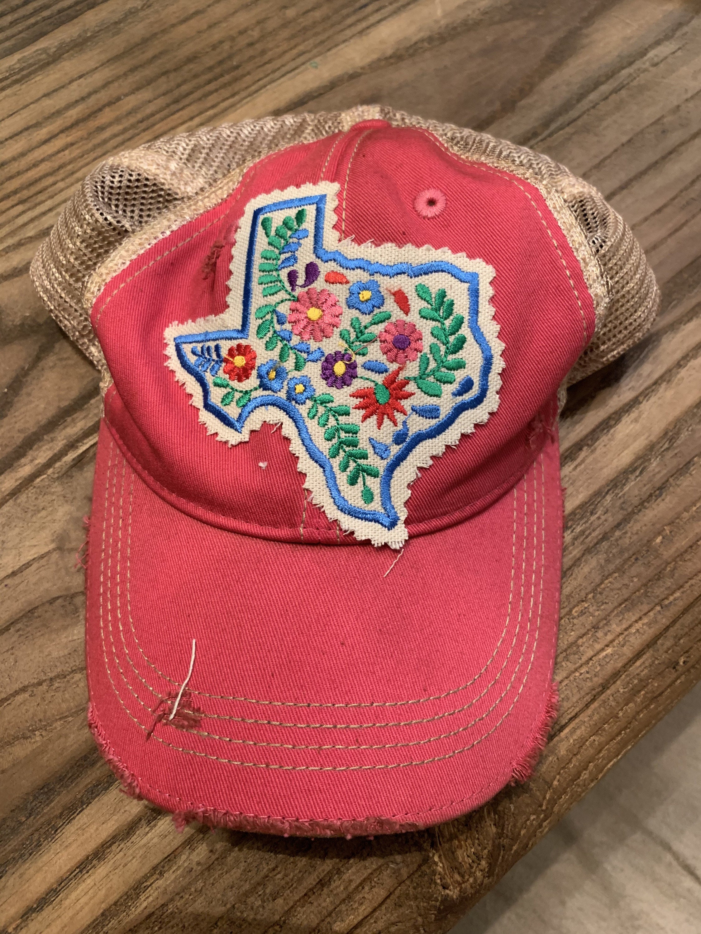 Pink Distressed Texas Cader Hat Pink Cadillac Velvet Trucker – Txers main image 3