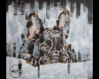 Original Puppy Frenchie, Acrylic Painting