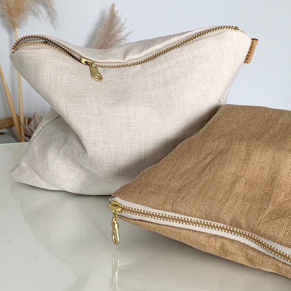 100% Linen Bag| Travel Pouch| Bag Organiser| Vegan Linen Pouch | Treat Pouch | Zipper Bag | Purse