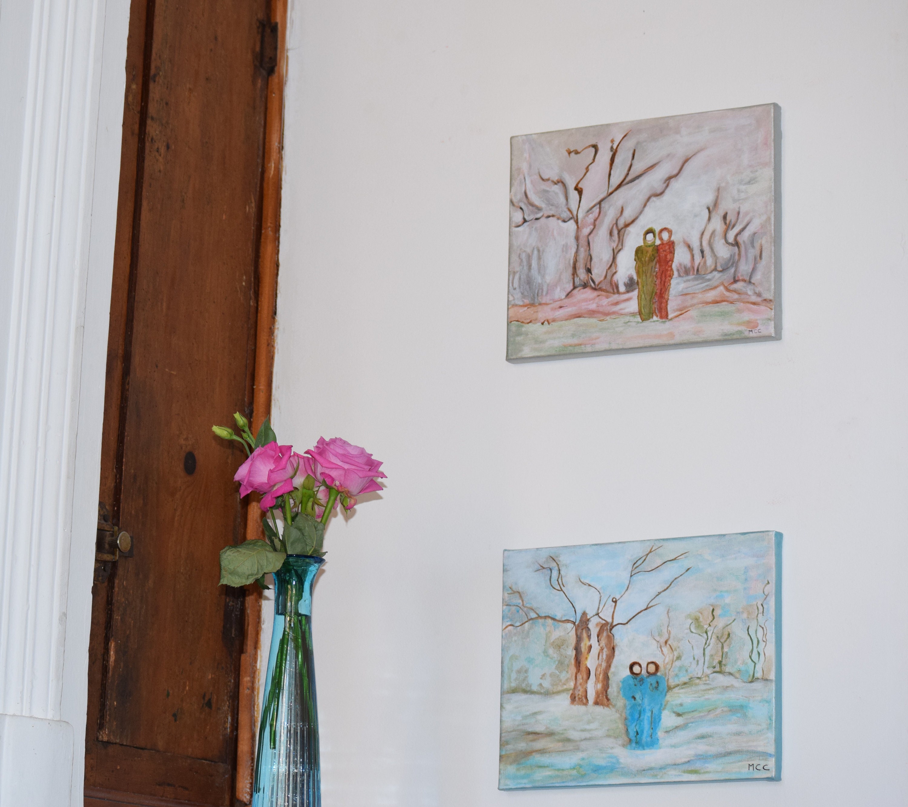 Hand-Painted Canvas. Acrylic. Peintures en Acrylique sur Toile. Couple. Husband & Wife. Man Woman. D