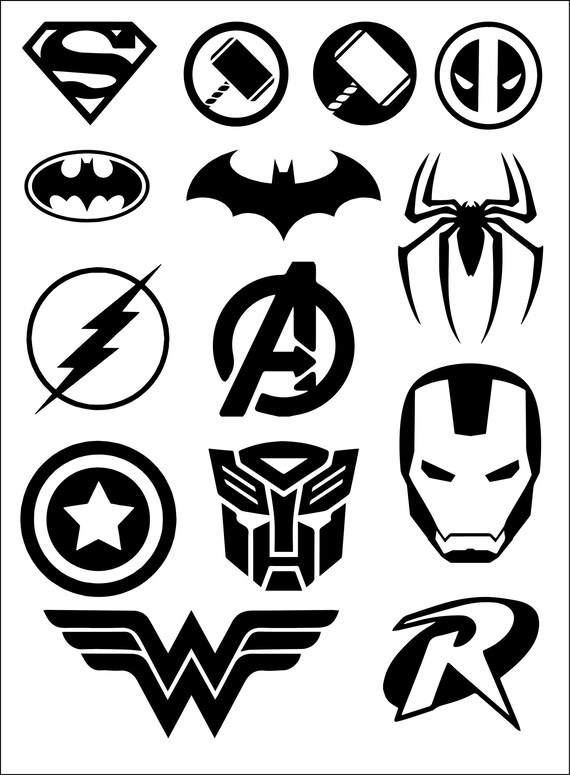 Superhero Logobatman Logosuperman Logospider Man Logoiron Etsy