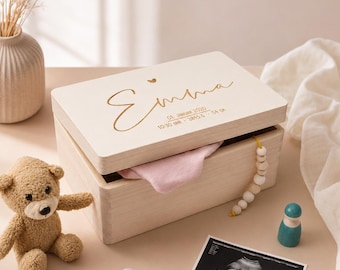 Personalisierte Erinnerungskiste Baby - Erinnerungsbox Baby - Baby Geschenk - Holzkiste Baby - Geschenk Geburt - Geschenk Taufe - hellomini