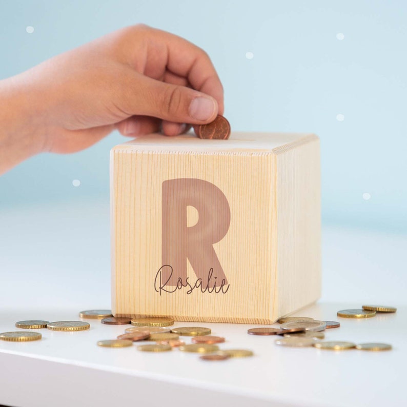 Personalized wooden money box letter birthday gift school enrollment gift wooden money box for birth hellomini image 9