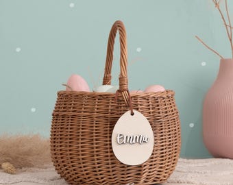 Gepersonaliseerde paasmand voor kinderen - rieten paasmand met 3D-naam - paasdecoratie - paastas - paascadeau - cadeau voor meisjes