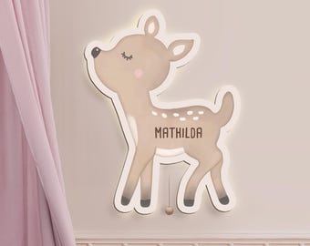 Personalized night light for girls, baby shower gift, nursery lamp, wooden lamp, children's lamp, Christmas gift for babies, hellomini