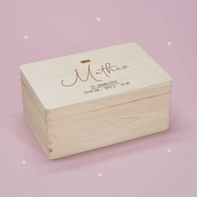 Personalized baby memory box baby memory box baby gift wooden baby box birth gift baptism gift hellomini Krone Jungs