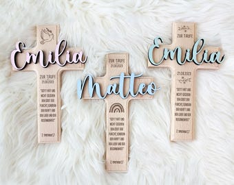 Gepersonaliseerd 3D-doopkruis - Doopcadeau - Doopcadeau - Petekindcadeau - Doopspreuk & Aangepaste Motieven - hellomini