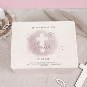 Caja de recuerdos personalizada estampado rosa - Regalo de comunión - Regalo de comunión para niñas - Caja de recuerdos con nombre - hellomini