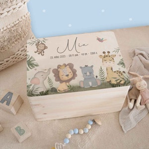 Boite à souvenirs personnalisée Baby Safari - boite à souvenirs personnalisée - cadeau naissance - cadeau bébé - cadeau baptême hellomini