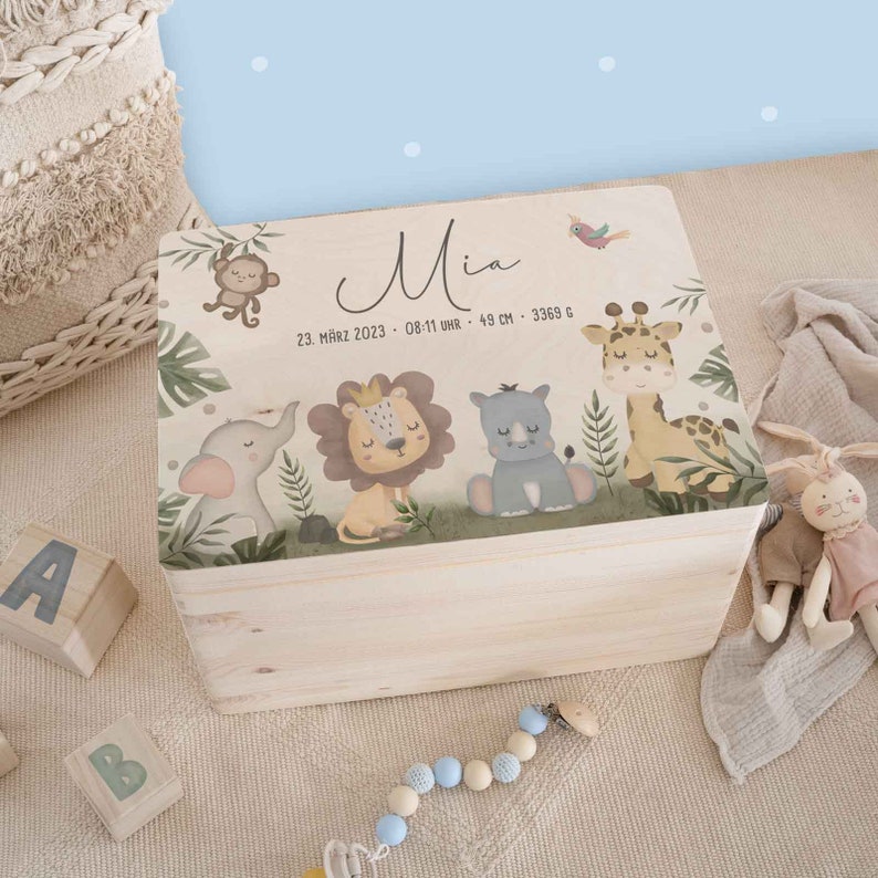 Scatola dei ricordi personalizzata Baby Safari scatola dei ricordi personalizzata regalo nascita regalo bimbo regalo battesimo hellomini immagine 1