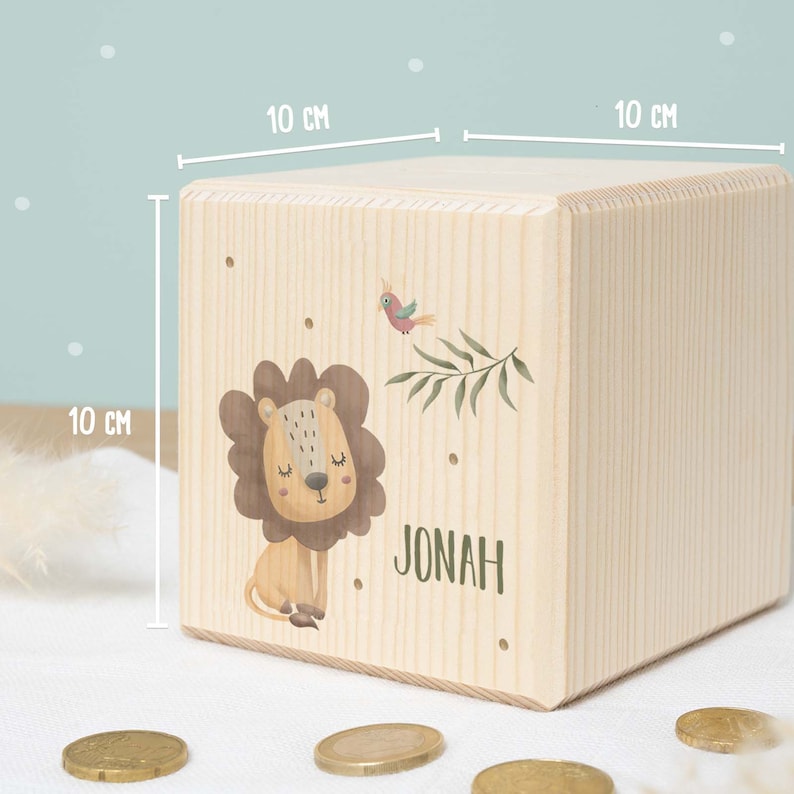 Money box personalized lion money box wood personalized gift children children's money box wooden money box money box boy hellomini image 4
