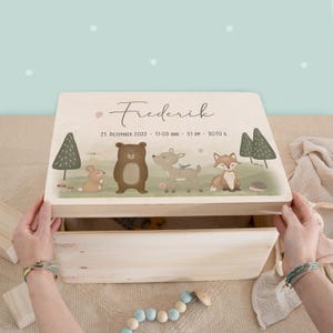 Caja de recuerdos personalizada bebé bosque - caja de recuerdos personalizada - regalo de nacimiento - regalo de bebé - regalo de Navidad niños
