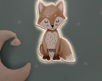 Personalized night light with animal motifs, gift for newborns, nursery, wooden baby lamp, children's lamp, Christmas gift for babies, hellomini