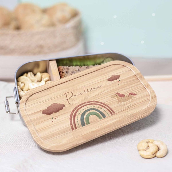 Lunch box personnalisée pour enfant - lunch box au choix - lunch box arc-en-ciel - cadeau pour scolarisation - cadeau maternelle - hellomini