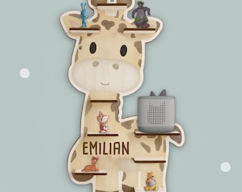 Personalisiertes Tonie-Regal für Toniebox 1 und 2 Giraffe, Tonie Regal aus Holz, Kinderregal, Toniebox Regal, Geschenk für Kinder, hellomini