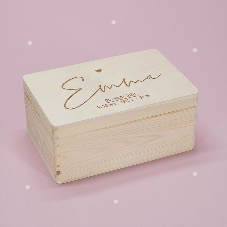 Personalisierte Erinnerungskiste Baby Erinnerungsbox Baby Baby Geschenk Holzkiste Baby Geschenk Geburt Geschenk Taufe hellomini Herz