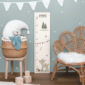 Toise à mesurer personnalisée pour enfants en bois, toise à mesurer 70 cm 140 cm avec motif souhaité, décoration chambre d'enfant, décoration murale, cadeau pour enfants Reh