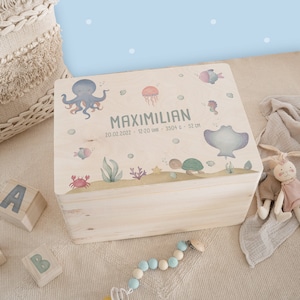 Personalisierte Erinnerungskiste Unterwasserwelt - Erinnerungsbox Baby  - Geschenk zur Geburt - Geschenk Baby - Kinderzimmer - hellomini