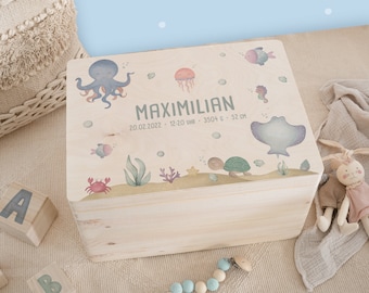 Personalized Underwater World Memory Box - Baby Keepsake Box - Birth Gift - Baby Gift - Nursery - hellomini