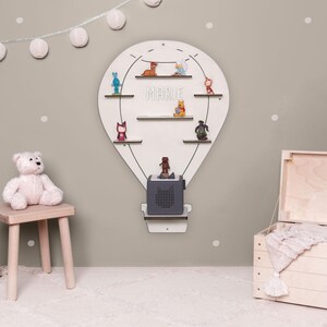 Tonie figure shelf made of wood with custom name, storage for Tonies for Toniebox 1 and 2, children's shelf with magnetic plate balloon, approx. 55 x 76 cm image 4