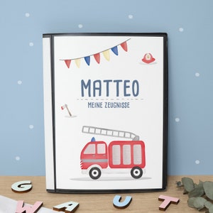 Gepersonaliseerde rapportmap voor jongens met gewenst motief - Gepersonaliseerd cadeau voor schoolinschrijving - Cadeau voor de start van het schooljaar - hellomini
