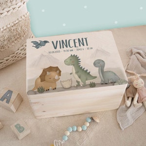 Personalized memory box Dino - personalized memory box - birth gift - baby boy gift - wooden box hellomini