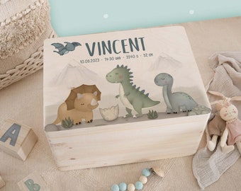 Caja de memoria personalizada Dino - caja de memoria personalizada - regalo de nacimiento - regalo de niño - caja de madera hellomini