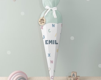Personalized school cone with name - Scandinavian felt school cone - back-to-school gift for girls and boys - watercolor bear and lion candy cone