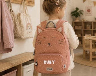Personalized Trixie children's backpack for girls | Pink backpack for kindergarten & daycare | Cat, Butterfly | Gift for starting daycare for daughter