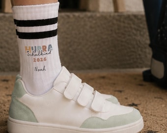 Personalized socks for the first day of school with name & date | Gift for son, boy | School cone filler for schoolchild | Back to school for boys