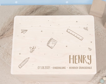 Coffret souvenir personnalisé pour inscription scolaire, cadeau pour inscription scolaire, coffret en bois pour l'école, coffret en bois, fournitures scolaires, rangement, rentrée scolaire