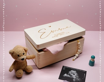 Personalisierte Erinnerungskiste Baby - Erinnerungsbox Baby - Baby Geschenk - Holzkiste Baby - Geschenk Geburt - Geschenk Taufe - hellomini